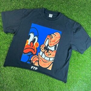 FTP x SLAWN Dog Tee Black T-Shirt FuckThePopulation Men's L Cropped Cotton